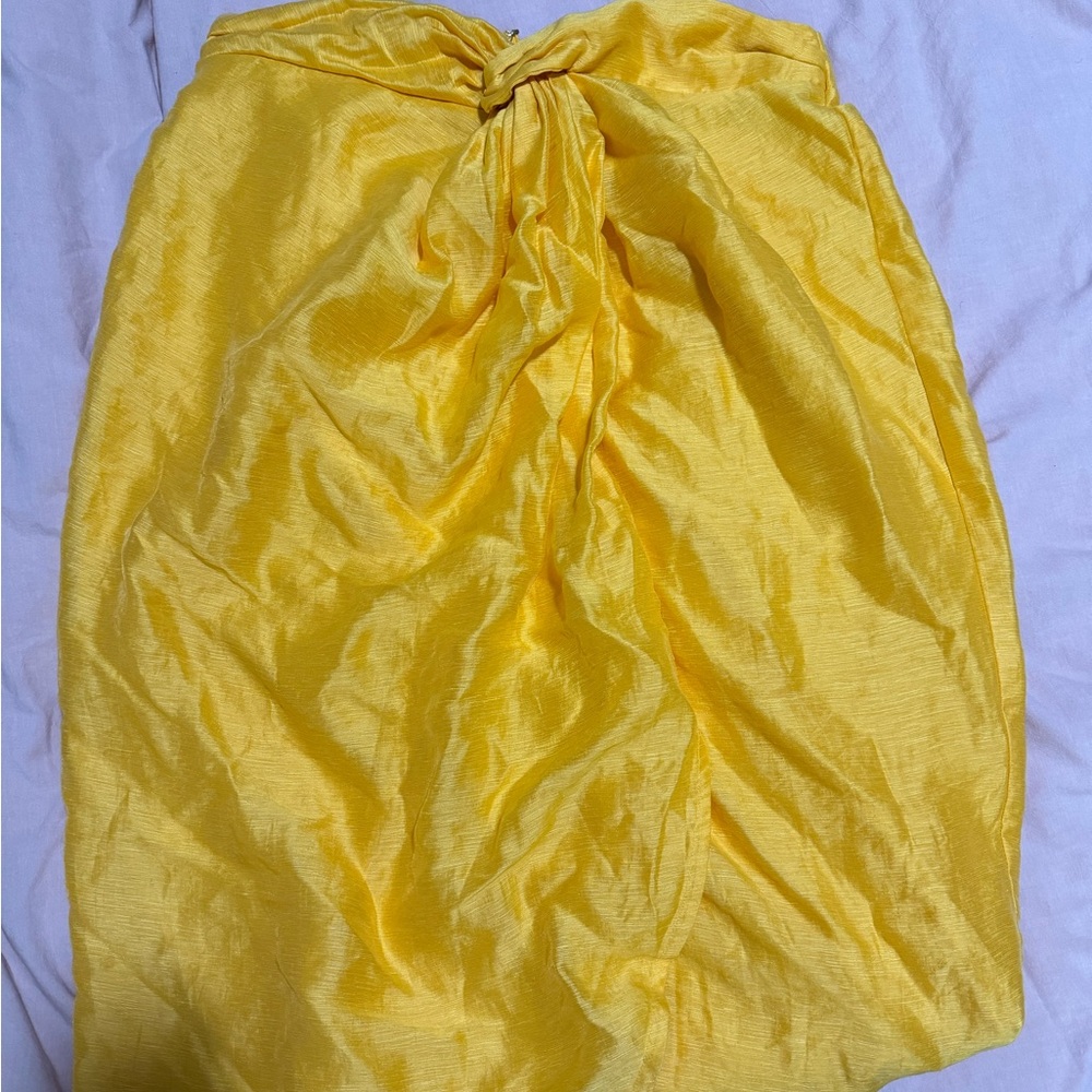 NWT Eloquii x Melissa Mercedes Tie Waist Maxi Skirt 14 Yellow - Picture 4 of 4